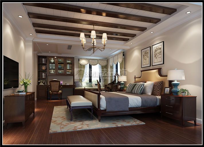 350平别墅美式风格卧室装修设计图