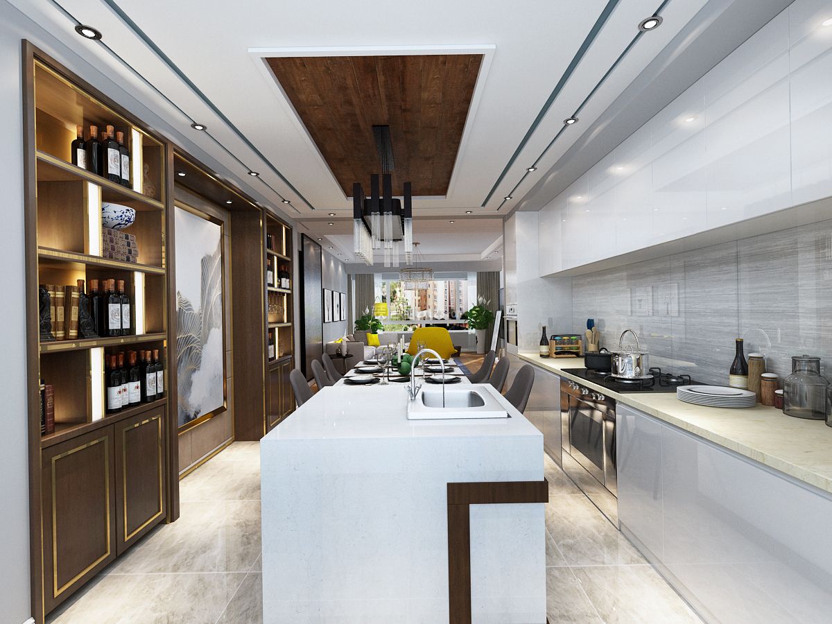 现代风格87平米二居室厨房装修设计效果图