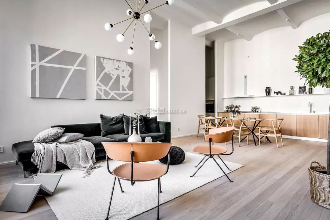 北欧风格98平米三居室客厅沙发装修图片
