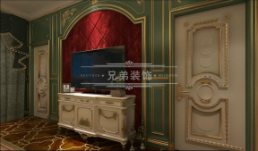欧式新古典风格别墅室内电视墙设计效果图