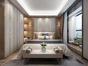 曲江紫汀苑新中式103平二居室卧室装修案例