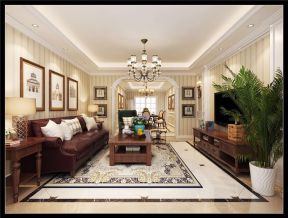 丹轩梓园美式160平四居室客厅装修案例