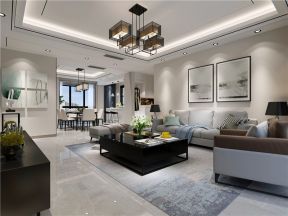 金地西沣家园现代简约190平四居室客厅装修案例