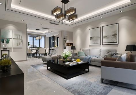 金地西沣家园现代简约190平四居室装修案例