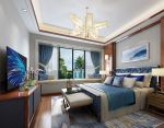 新中式风格120平米三居室卧室吊顶装修效果图