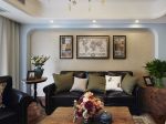 简美式风格125平米三居室客厅真皮沙发设计图片
