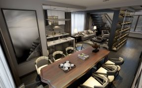2023港式风格130平二居餐厅餐桌设计效果图