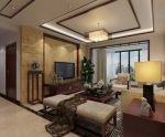 新中式风格客厅电视墙设计效果图