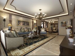 美式客厅灯具效果图 美式客厅吊灯 美式客厅地砖效果图 