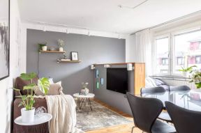 北欧风格单身小公寓客厅背景墙设计图片