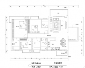 怡景灣96平米現(xiàn)代風格裝修平面圖