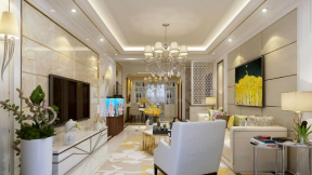 华茵桂语现代风格105平米现代客厅装修案例