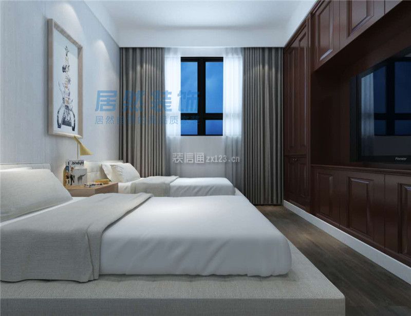 四居150平现代风格双人床卧室装修效果