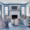 欧式客厅蓝色家居地毯装饰图片