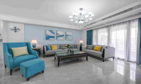 珠江帝景150㎡简欧风格客厅沙发装修效果图