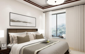 新景豪庭100平米中式风格卧室飘窗装修案例