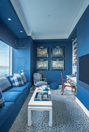 超小户型家居客厅整体蓝色图片