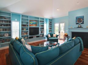 蓝色沙发图片 2020蓝色沙发客厅效果图