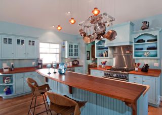 大户型蓝色家居厨房设计图片