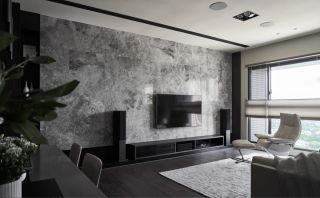 120平米客厅电视背景墙瓷砖装修案例图