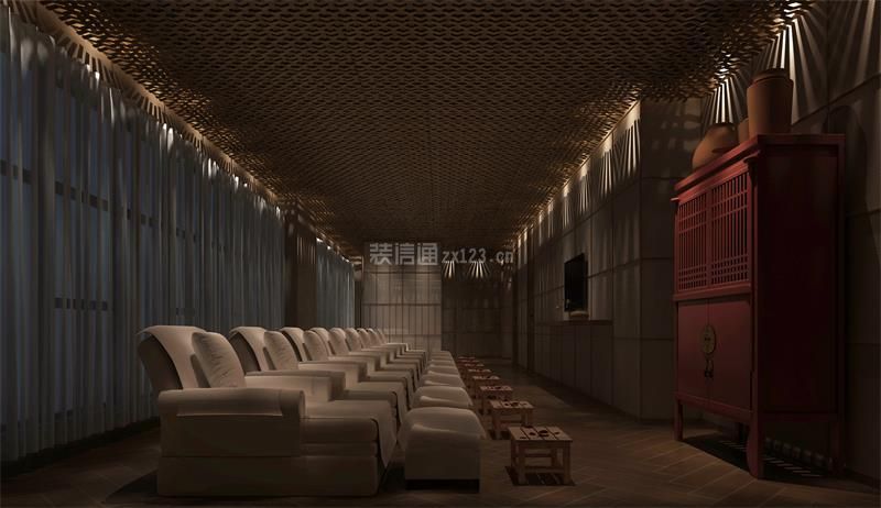 新中式风格2000平米水疗会所放映室装修效果图