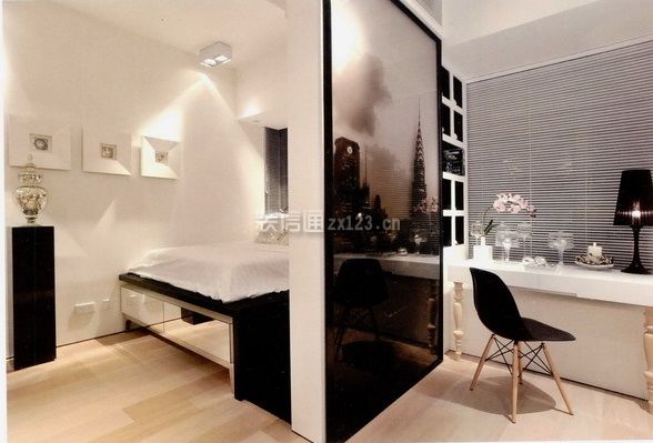 现代风格100平米三居室卧室工作间隔断设计图片
