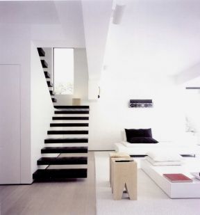 现代风格300平米别墅客厅楼梯装修设计图片
