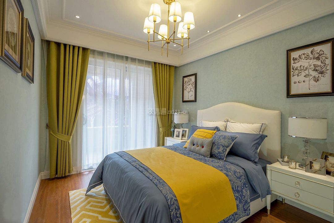 现代美式140平米四居室次卧室软装布置图片