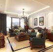 2023美式风格103平米二居室客厅沙发墙装修效果图
