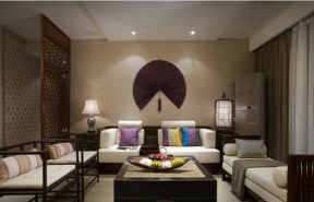 新中式93平方米三居客厅沙发墙设计图片