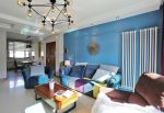 宜家风格80平米二居室客厅蓝色背景墙设计图片