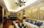 新中式风格109平方三居客厅沙发墙装修设计图片