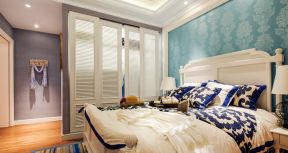 地中海风格132平米三居卧室床头台灯设计图片