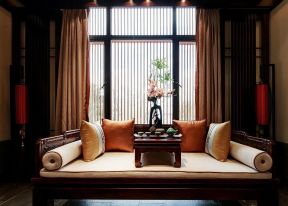 中式家庭茶室明清沙发造型装修效果图