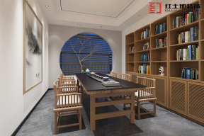 华发蔚蓝堡340平米别墅中式风格书房装修效果图
