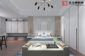 华发蔚蓝堡340平米别墅中式风格卧室装修效果图