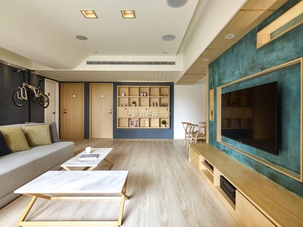 日式簡約風格120平米四居客廳茶幾設(shè)計圖片
