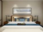 新中式200平别墅卧室床头挂画装修效果图