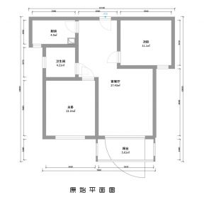 80平方米兩居室戶型圖