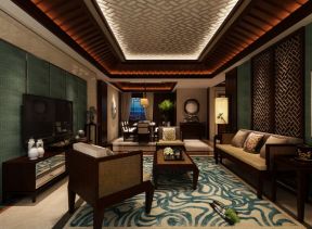 东南亚客厅家具沙发摆放设计效果图 