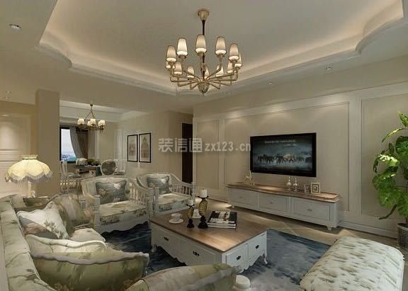 保利香槟国际146平米三居室欧式风格客厅装修效果图