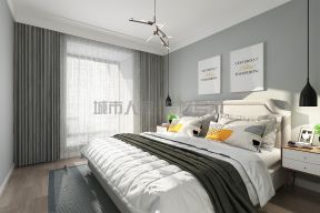 简约北欧风格112平方米三居卧室灰色墙面设计效果图