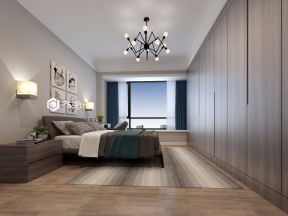 128平方米现代风格三居卧室板式大衣柜设计效果图