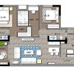 100平米二居室户型设计平面图