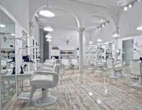 时尚美发店室内白色整体装修效果图