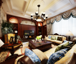 山海雅居美式300平三居室客厅装修案例