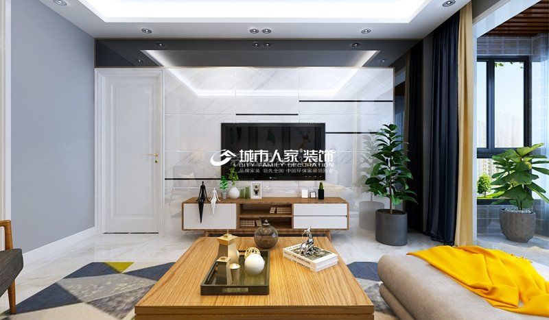 150平米现代简约风格客厅电视柜设计图