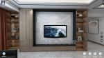 129平米新中式三居室客厅展示柜装修效果图
