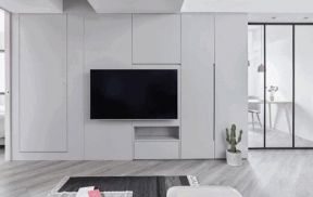 66平时尚现代客厅电视墙组合柜效果图