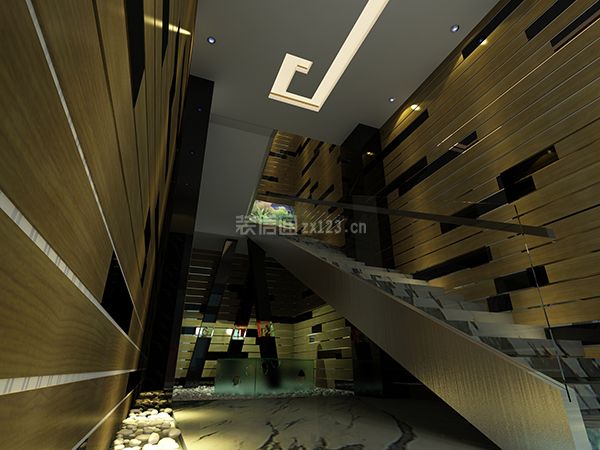 500平现代风格办公楼楼梯玻璃扶手设计